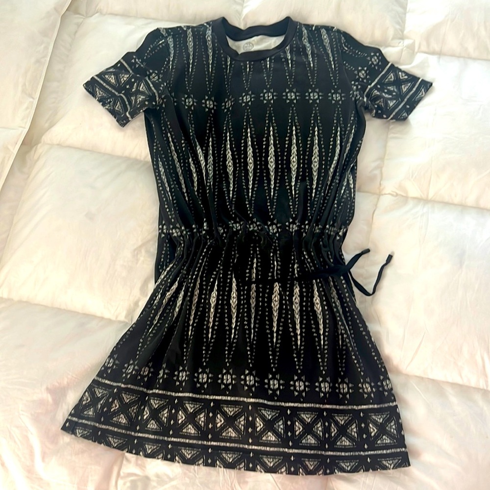 Tory Burch l Dress | Bologan Knit Pima Cotton Drawstring Mini Shortsleeve Dress